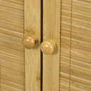 Credenza Mobile Soggiorno in Stile Boho 2 Ante in Rattan e Bambù 60x27x67,5 cm 