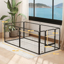 Recinto per Cani a 6 Pannelli Modulabili da 80x1,5x60A cm con Porta di Ingresso in Acciaio Nero    