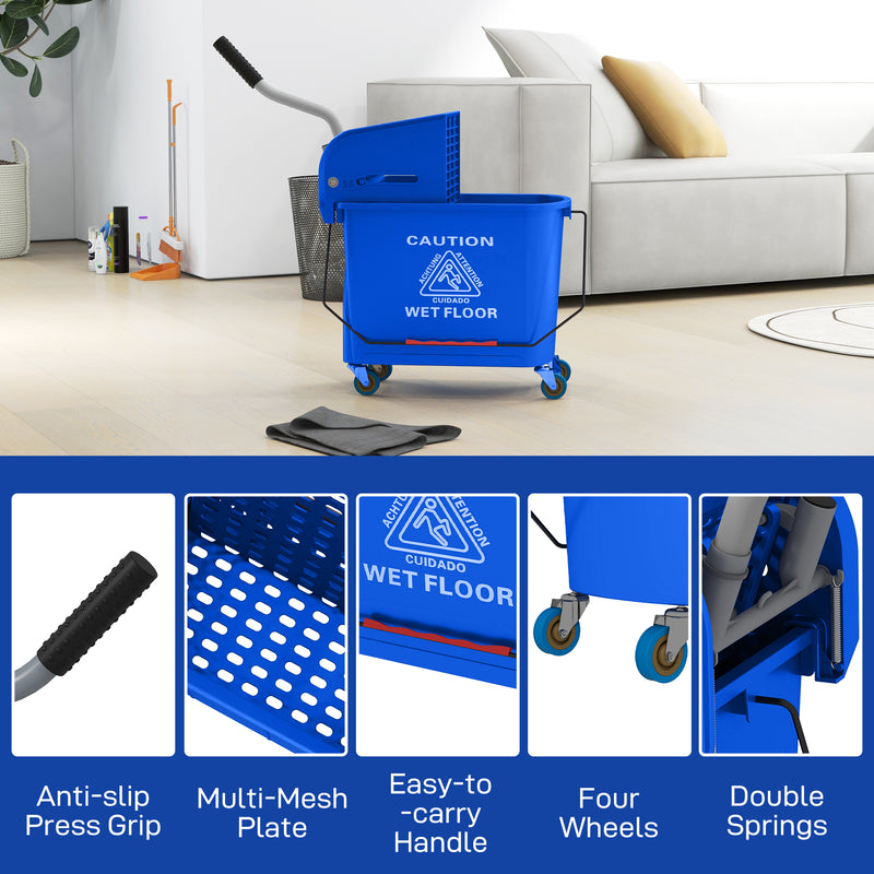 Carrello Pulizie con Secchio da 20 L e Strizzatore 60x27x70.5 cm Blu  
