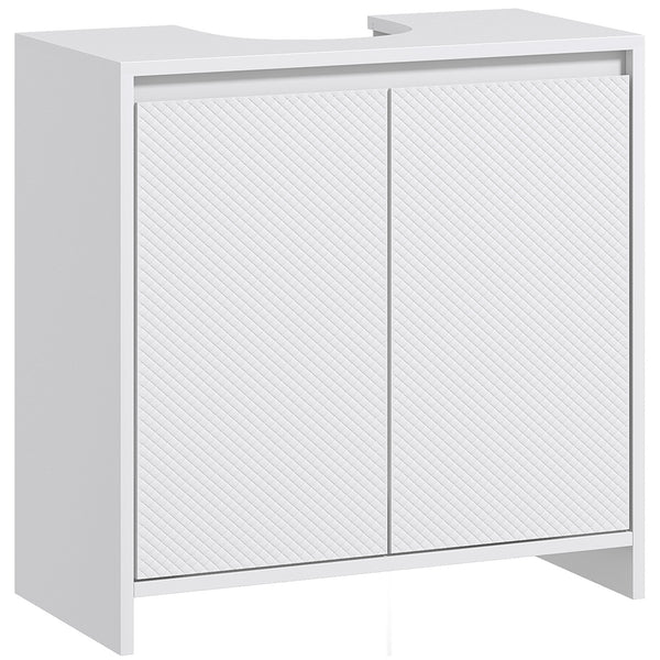 Mobile Sottolavello da Bagno 60x30x60cm 2 Ante Decorate Bianco prezzo