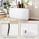 Credenza 2 Ante con Chiusura Ammortizzata 140x40x75 cm Bianco Lucido  