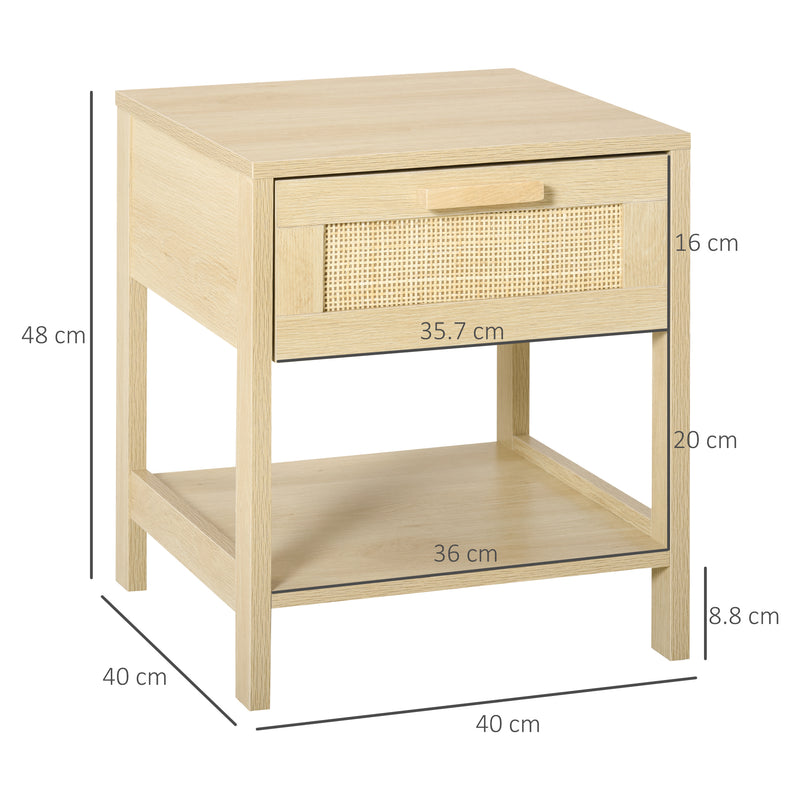 Comodino 1 Cassetto 1 Ripiano 40x40x48 cm in MDF color Legno