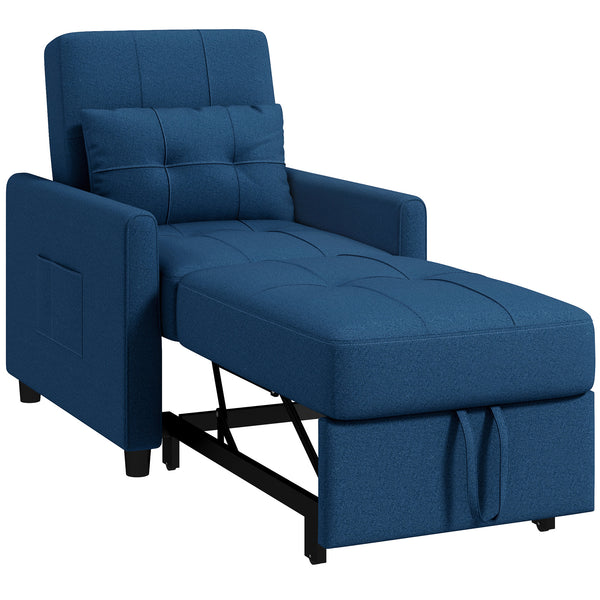 sconto Poltrona Letto Reclinabile su 3 Livelli con Cuscino Extra 69x82x85 cm Blu