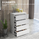 Cassettiera 4 Cassetti 55x33x80 cm Design Moderno in Legno Bianco 