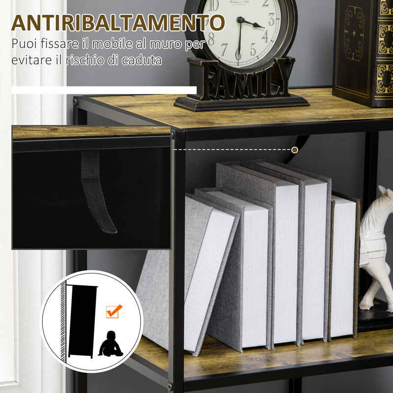 Libreria Moderna 4 Ripiani 83x34x180 cm  in Legno e Metallo Marrone