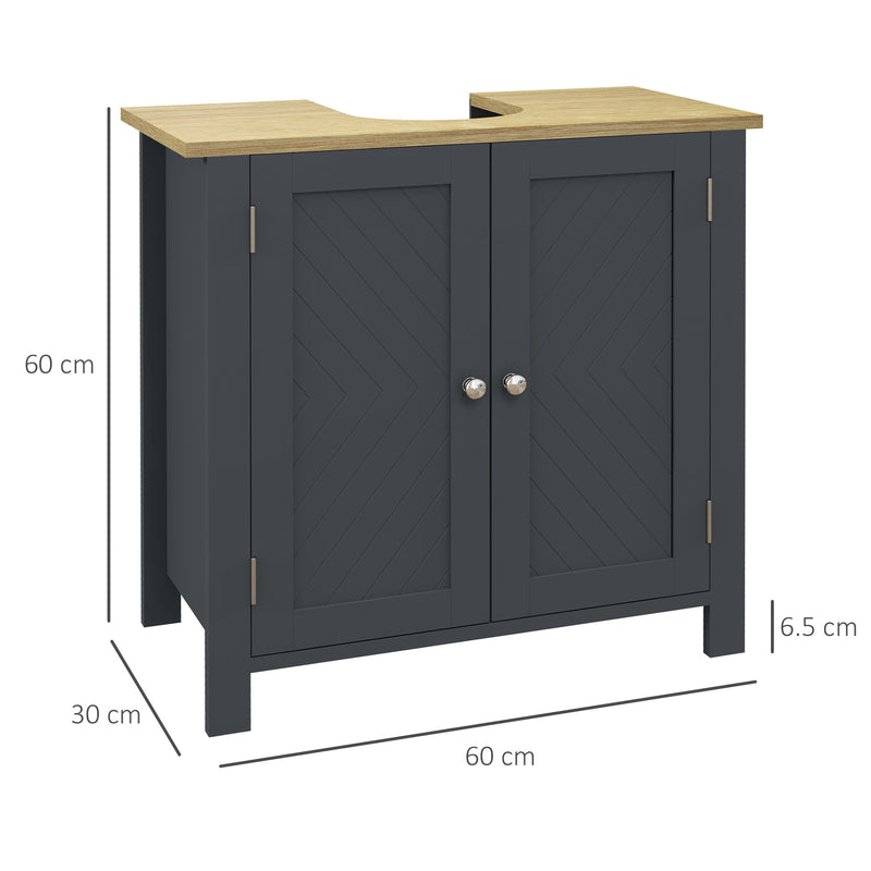 Mobile Sottolavello da Bagno 60x30x60 cm in Truciolato e MDF Grigio