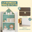 Libreria per Bambini 3 Ripiani e Cassetto e Dispositivo Antiribaltamento 50x30x119,5 cm Verde 