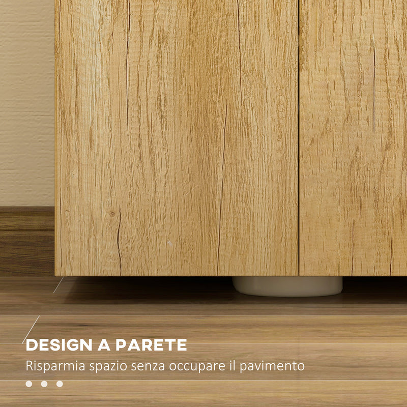 Mobile Sottolavello da Bagno Sospeso 2 Ante e 2 Ripiani 60x30x60 cm Colore Naturale 