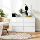 Comò Cassettiera 6 Cassetti 120x39x75 cm con Maniglie a Gola in Legno Bianco   