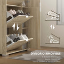 Scarpiera 4 Cassetti Ribaltabili e 2 Armadietti con Specchio 16 Paia di Scarpe 82x30x168 cm Rovere  