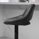 Set da 2 Sgabelli da Bar con Altezza Regolabile Poggiapiedi e Seduta Girevole in Finta Pelle Nero    