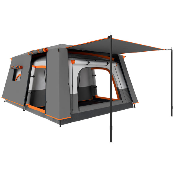 online Tenda da Campeggio Impermeabile e UPF 30+ 430x305x195 cm per 4-6 Persone con 2 Stanze Grigio