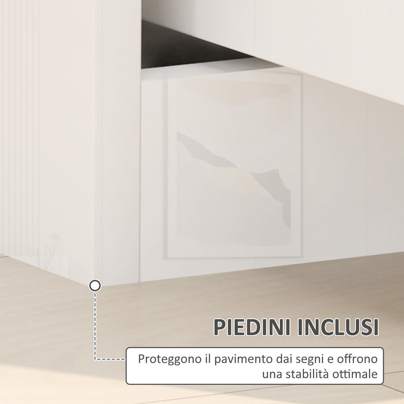 Comodino con Cassetti 40x40x48 cm in Legno Bianco Lucido  