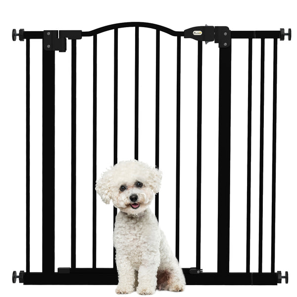 acquista Cancelletto per Cani Estensibile 74-87x78 cm con 2 Blocchi e Chiusura Automatica in Metallo e Plastica Nero
