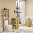 Mobiletto Bagno Armadietto con Anta 33x36,5x67 cm in Bambù a Doghe Naturale 