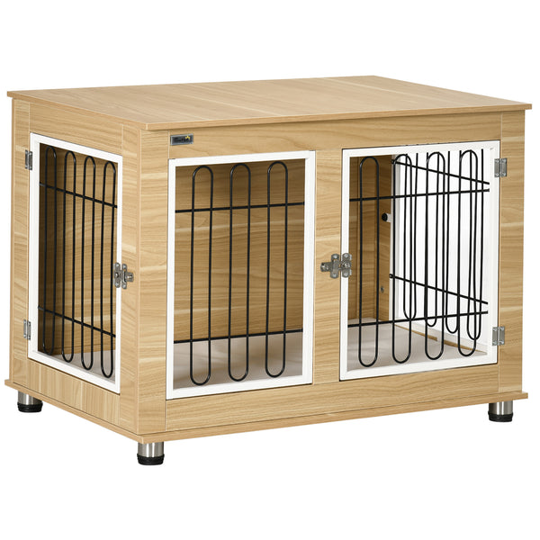 Casetta per Cani Taglia Media e Grande 90x58x65 cm con 2 Porte Bloccabili Rovere prezzo