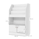 Scaffale Portagiochi per Bambini 60x29,5x100 cm con Libreria e Armadietto in Legno Bianco
