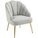 Poltrona da Salotto Imbottita a Conchiglia Stile Art Decò in Velluto Grigio 