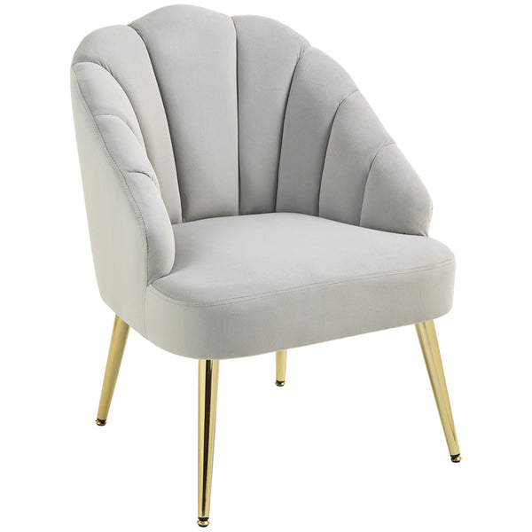 Poltrona da Salotto Imbottita a Conchiglia Stile Art Decò in Velluto Grigio prezzo