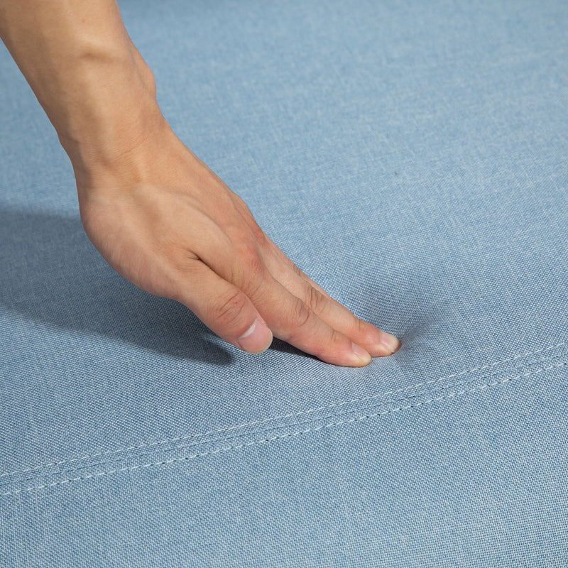 Poltrona Relax Reclinabile 165° 69x85x100 cm in Tessuto Effetto Lino Azzurro 