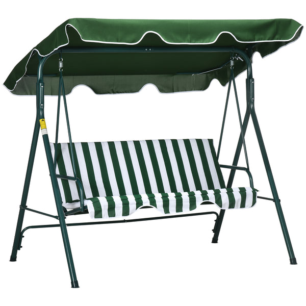 Dondolo 3 Posti da Giardino 172x110x153 cm in Acciaio a Strisce Bianco e Verde prezzo