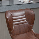 Set 2 Sgabelli da Bar con Altezza Regolabile e Seduta Girevole in Finta Pelle Marrone 