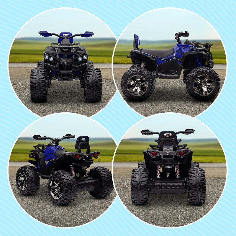 Quad Elettrico per Bambini 12V con Fari e Pedale Blu   