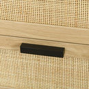 Cassettiera 4 Cassetti 80x38x80 cm in Truciolato e Rattan Nero e Color Legno