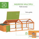 Pollaio da Giardino per 4-8 Galline con Rete Metallica e Tetto Apribile 240x112,5x76 cm in Legno Arancione