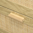 Cassettiera 4 Cassetti Stile Boho 90x45x108,5 cm in Legno e Rattan Rovere 