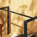 Portalegna per Camino da Esterno a 2 Sezioni 123x32x115 cm con Ganci e Anelli in Acciaio Verniciato Nero