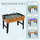 Tavolo Multi Gioco 4 in 1 Calcio Balilla Biliardo Ping Pong e Hockey da Tavolo 107x61x84,5 cm   