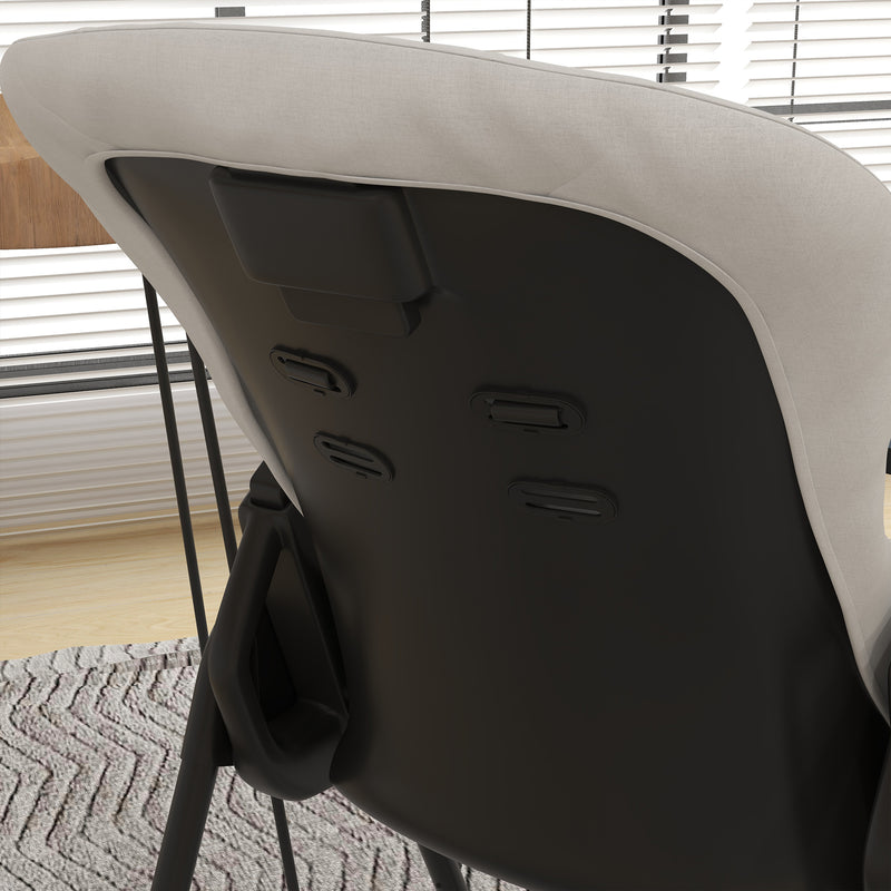 Seggiolone Pappa Pieghevole per Bambini 70x53x107 cm Altezza Regolabile e Schienale Inclinabile Nero e Bianco