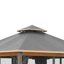 Gazebo da Giardino 3x4m con Tende e Zanzariere Grigio e Marrone