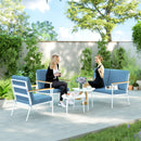 Set  5 Pezzi da Esterno Divano 2 Poltrone e 2 Tavolini in Vetro Azzurro   