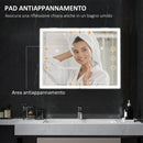 Armadietto a Specchio da Bagno 80x12,8x60 cm Illuminato a LED 3 Tonalità in Vetro e Alluminio Nero  