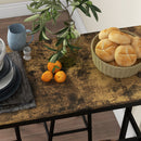 Set Tavolo Alto Rettangolare con Sgabelli in MDF e Acciaio Nero e Marrone