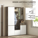 Mobile Guardaroba per Ingresso con Specchio Appendiabiti e Armadio 145x29x184 cm Nero e Bianco  