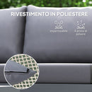 Set Salotto da Giardino 2 Divani e Tavolino Basso a Doghe in Rattan e Acciaio Grigio e color Legno   