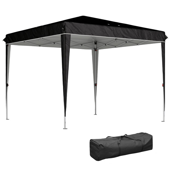 Gazebo da Giardino 300x300x273 cm per 6-9 Persone ad Altezza Regolabile in Metallo e Tessuto Oxford Nero sconto
