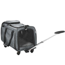 Trasportino per Cani e Gatti 4 in 1 Pieghevole 50x31x37 cm con Maniglia Telescopica Grigio