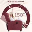 Poltrona Relax Massaggiante 68x88x98 cm con Telecomando e 8 Programmi Reclinazione e Poggiapiedi Rosso 