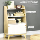 Mobile da Salotto 2 Ripiani e Armadietto a 2 Ante 58x30x93 cm in Truciolato e Legno di Pino