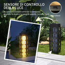 Lampada Solare da Giardino 20x20x68 cm con Illuminazione LED in Acciaio e Rattan PE Grigio  