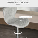 Set 2 Sgabelli da Cucina da Bar Girevoli con Altezza Regolabile in Tessuto Grigio   