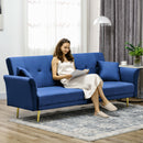 Divano Letto Singolo Clic Clac con Schienale Regolabile 215x83x87 cm in Tessuto Effetto Velluto con 2 Cuscini Blu 