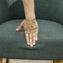 Poltrona Moderna a Botte Gambe in Legno in Tessuto Imbottito Verde Scuro   