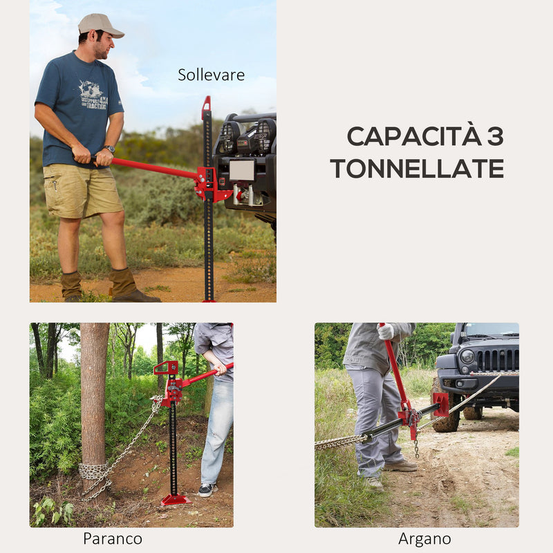 Cric Sollevatore Auto da 3 Tonnellate in Acciaio Rinforzato Rosso   
