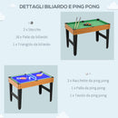 Tavolo Multi Gioco 4 in 1 Calcio Balilla Biliardo Ping Pong e Hockey da Tavolo 107x61x84,5 cm   