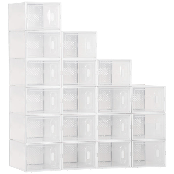 Scarpiera Modulare 18 Box 25x35x19 cm in Plastica PP Trasparente e Bianco acquista